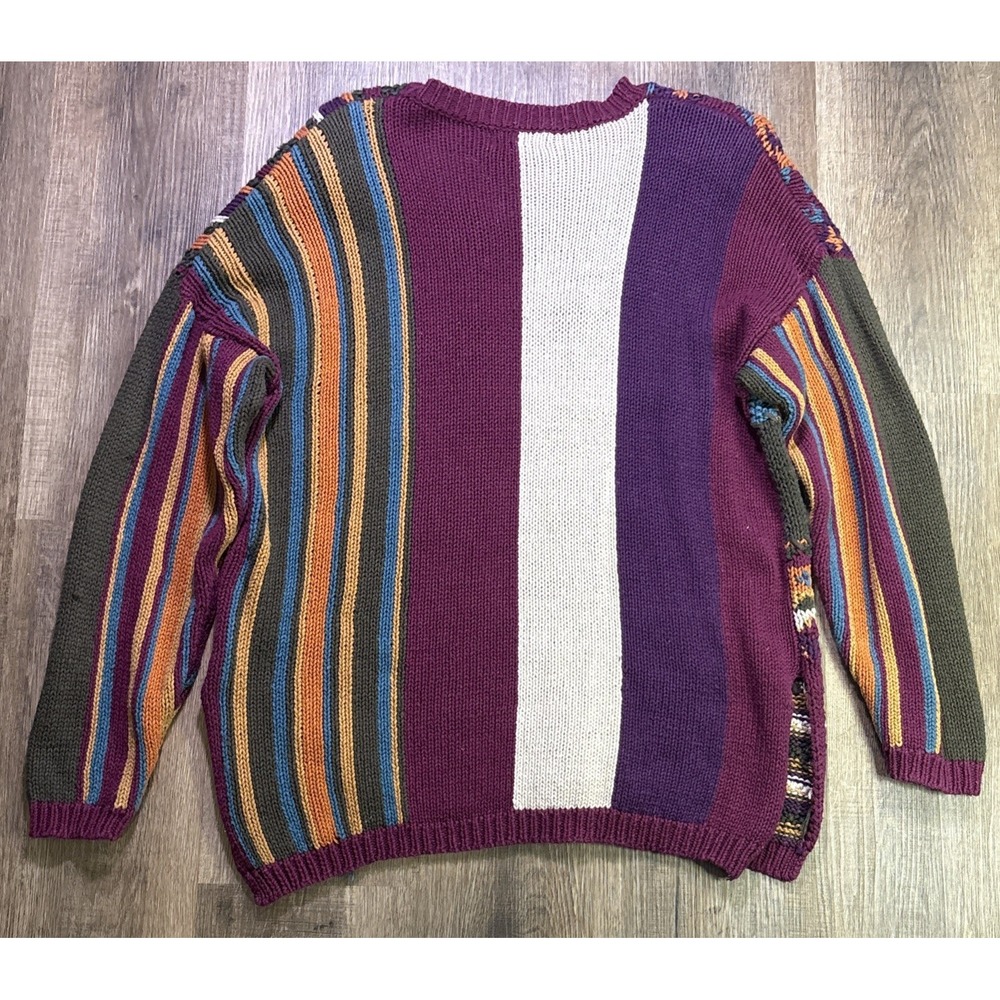 VTG Reference Point Women Knit Sweater Sz M Abstract Color Block Granny Blocks - Picture 3 of 11